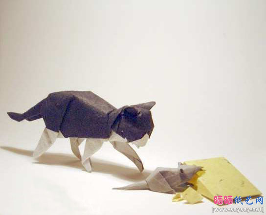 DavidBrill的猫和老鼠折纸教程成品图