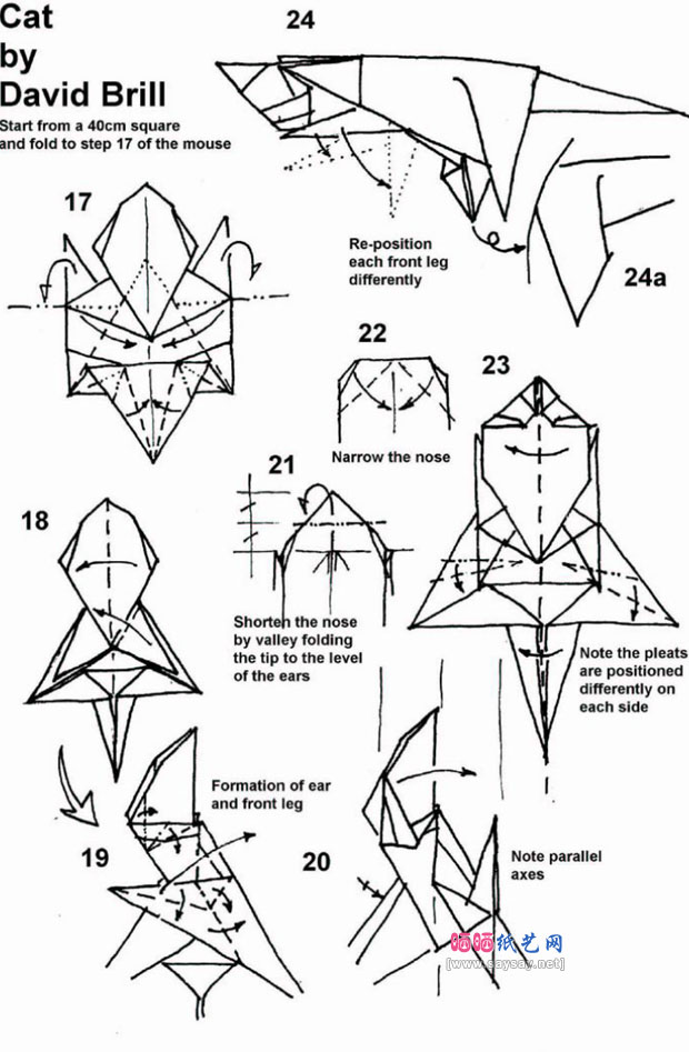 DavidBrill的猫和老鼠折纸之小猫折纸图片步骤1