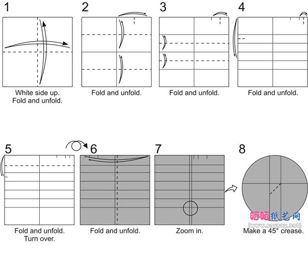 鱼骨头化石手工折纸教程图片步骤2