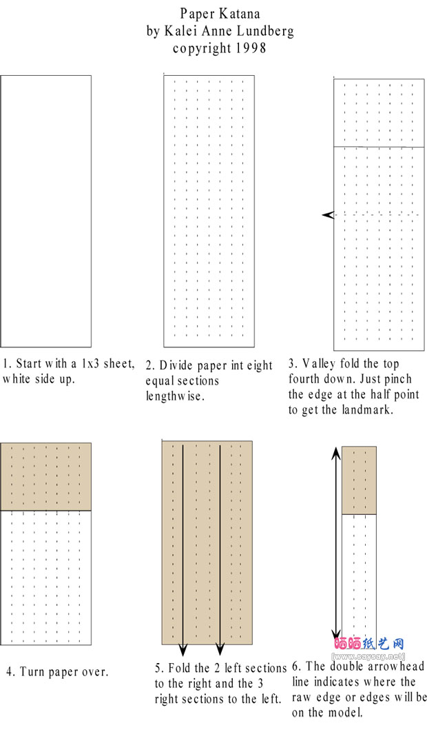 KaleiAnneLundberg的日本武士刀折纸教程图片步骤1