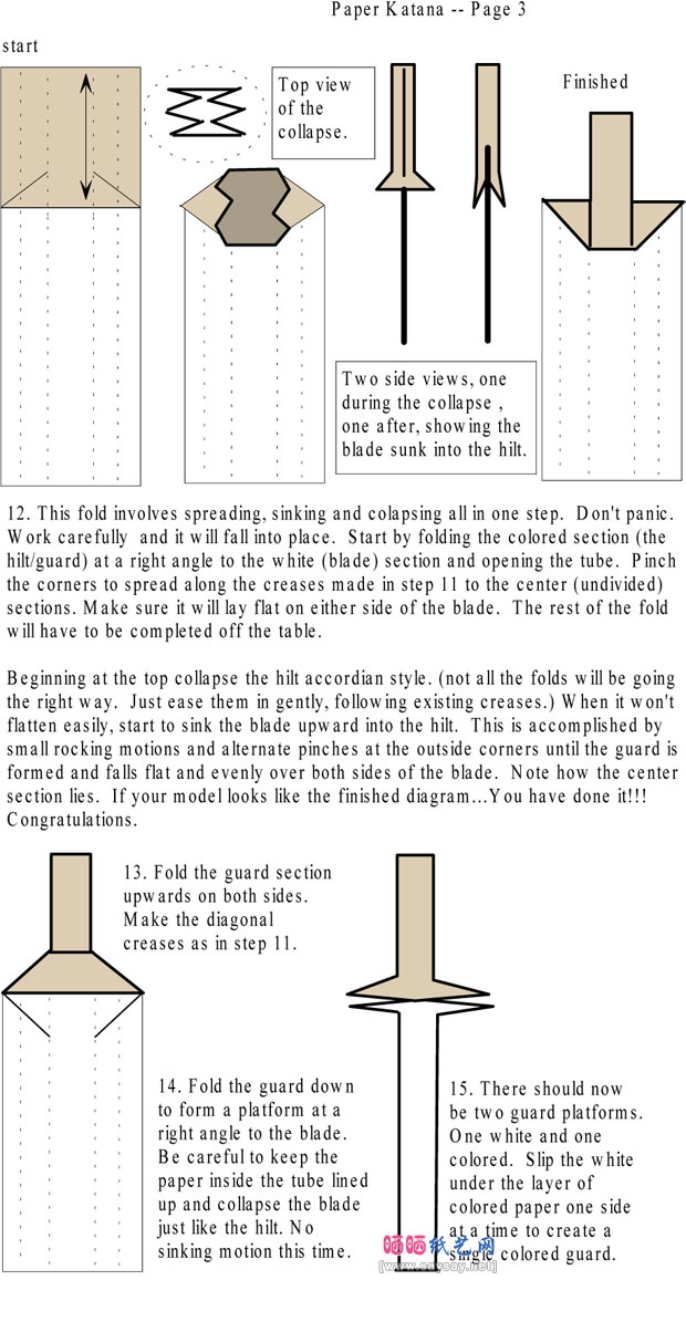 KaleiAnneLundberg的日本武士刀折纸教程图片步骤3