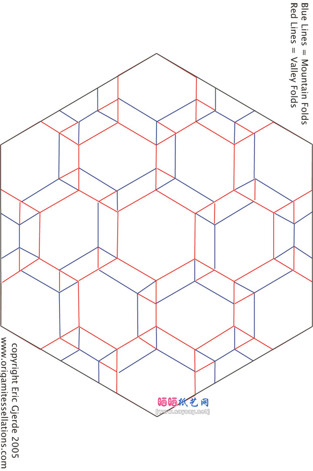 JoNakashima的逼真橡子手工折纸教程-六边形镶嵌部分的折法步骤5