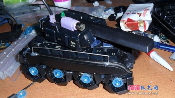 键盘DIY个性玩具坦克模型制作图片步骤5