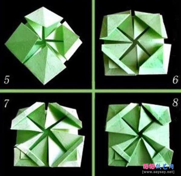 双色八角花篮手工折纸教程图片步骤2