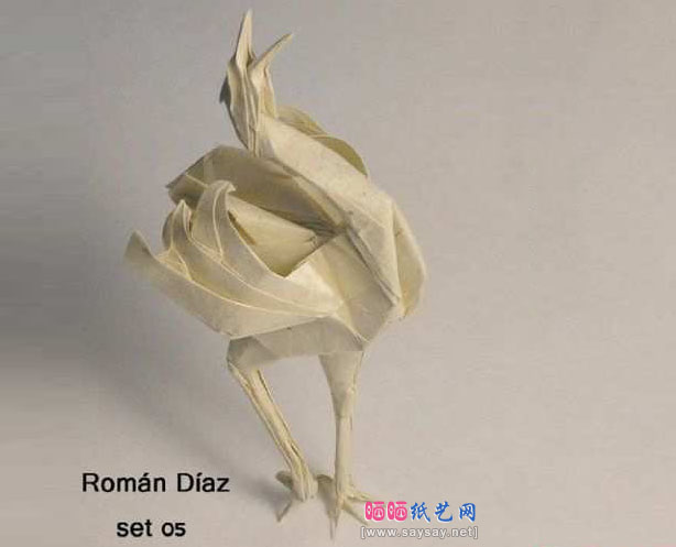 Roman Diaz丹顶鹤折纸教程完成效果图