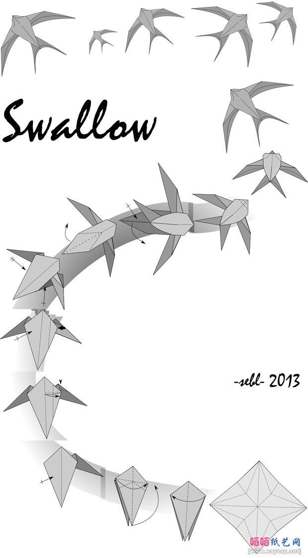 SebastienLimet折纸燕子的折法图解教程图片步骤