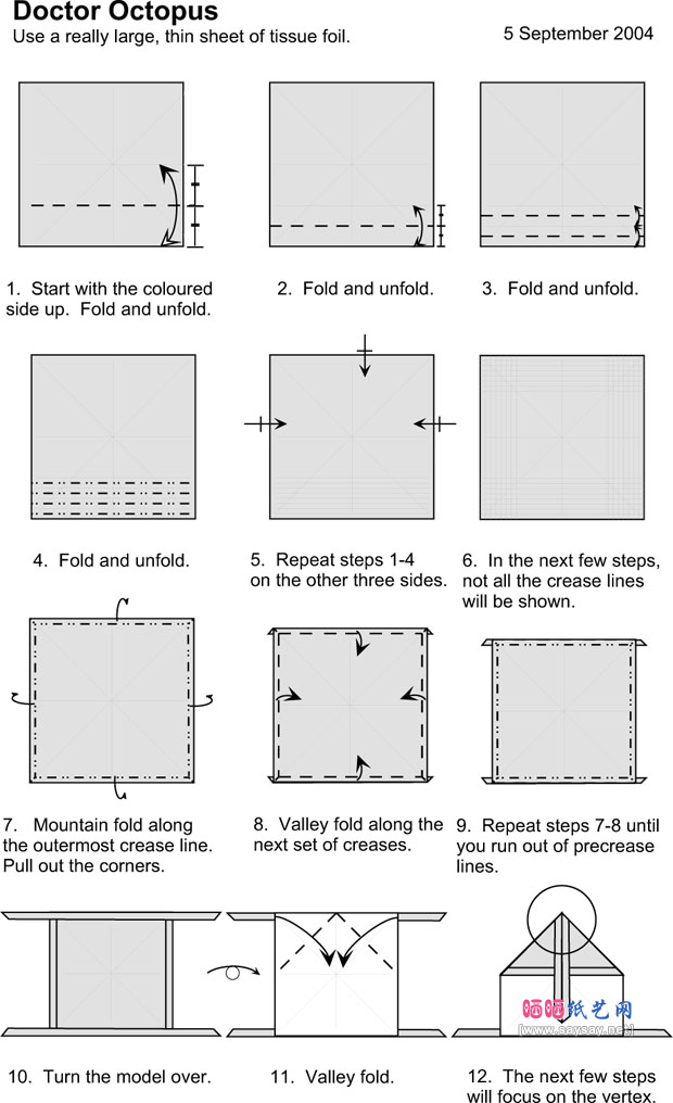 EileenTan章鱼博士折纸教程图片步骤1