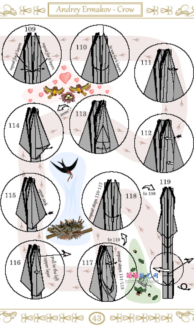 安德烈的折纸教程之乌鸦的折法图片步骤13-晒宝纸艺网