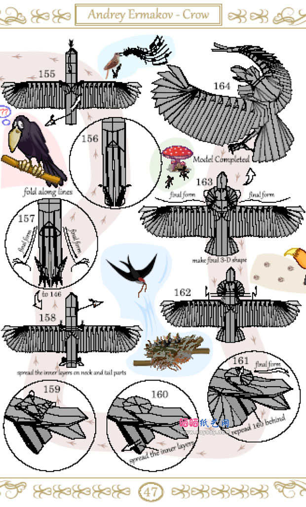 安德烈的折纸教程之乌鸦的折法图片步骤17-晒宝纸艺网