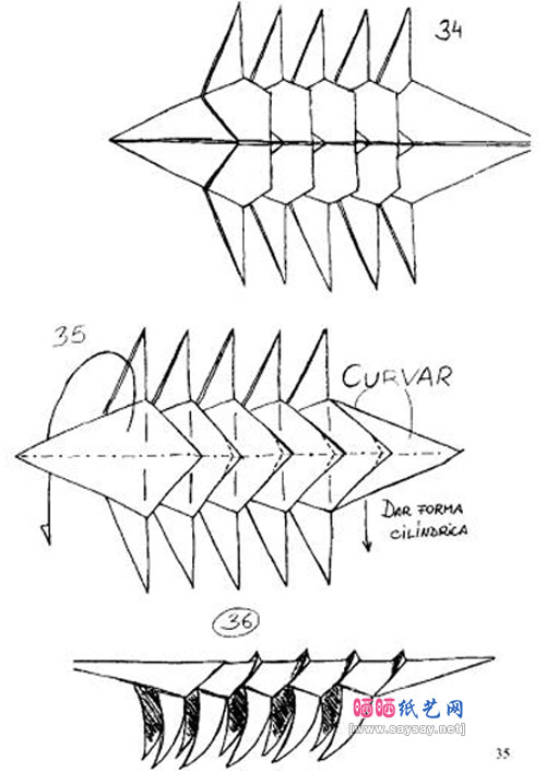 FranciscoJavier小暴龙骨骼手工折纸教程图片步骤7