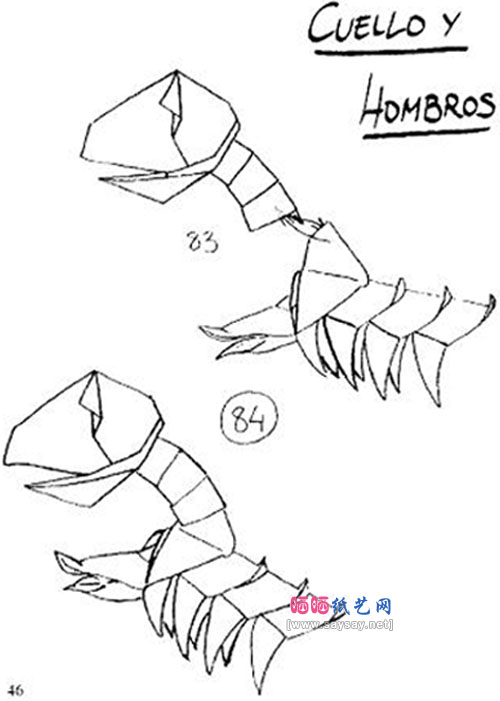 FranciscoJavier小暴龙骨骼手工折纸教程图片步骤18