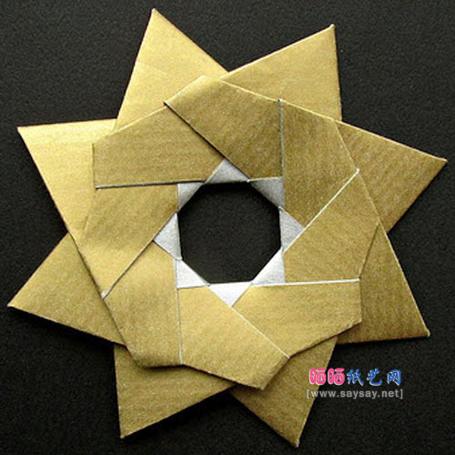 八角星指环手工组合折纸成品图欣赏
