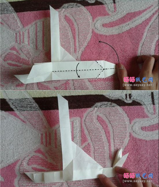 民航客机手工折纸教程图片步骤34