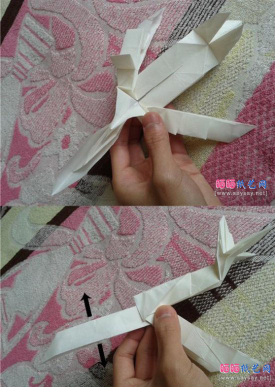 民航客机手工折纸教程图片步骤42