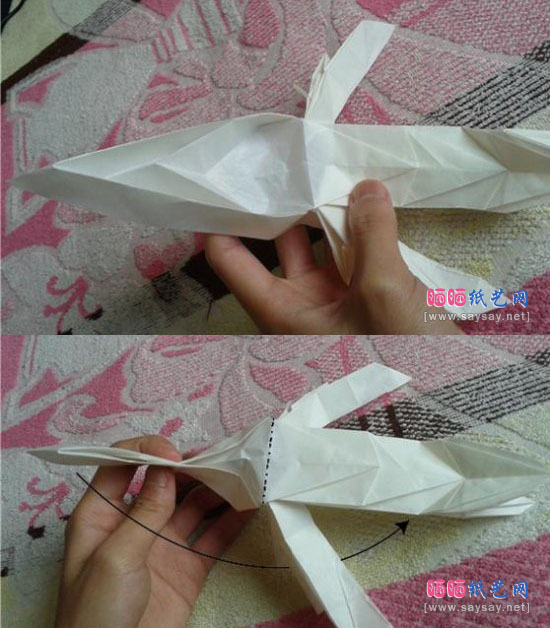 民航客机手工折纸教程图片步骤40