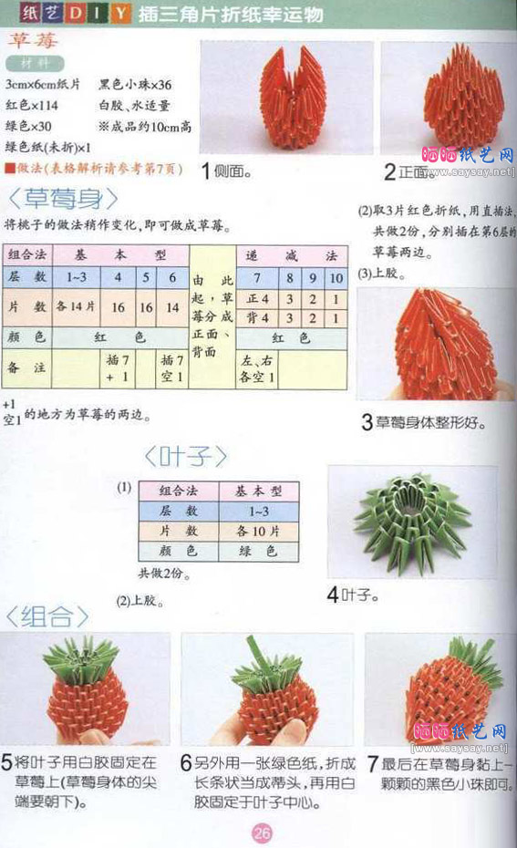 纸艺水果制作三角插草莓diy教程制作步骤图