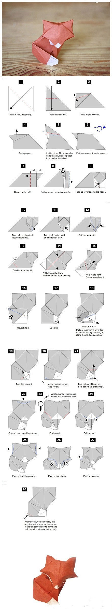 如何简单的折法折出立体狐狸折纸图片步骤1
