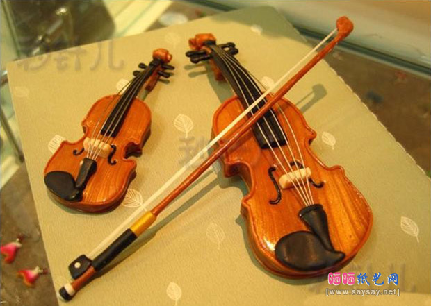 惟妙惟肖的小提琴软陶粘土手工制作教程图片步骤8
