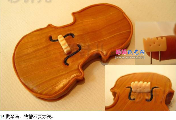 惟妙惟肖的小提琴软陶粘土手工制作教程图片步骤20