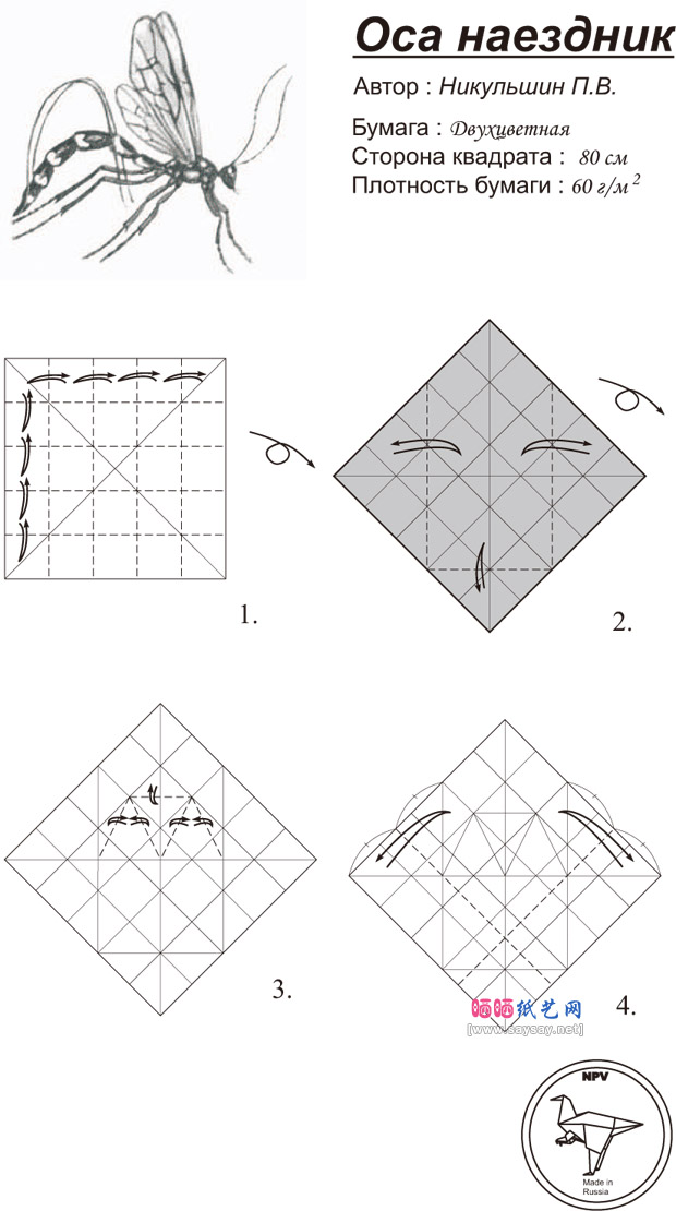 PavelNikulshin姬蜂手工折纸图解教程