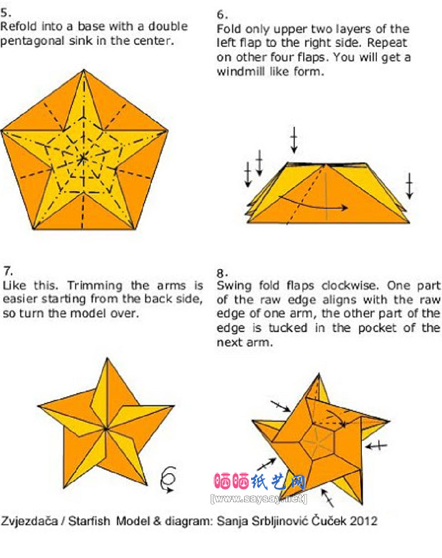 SanjaSrbljinovic手工折纸海星的图谱教程