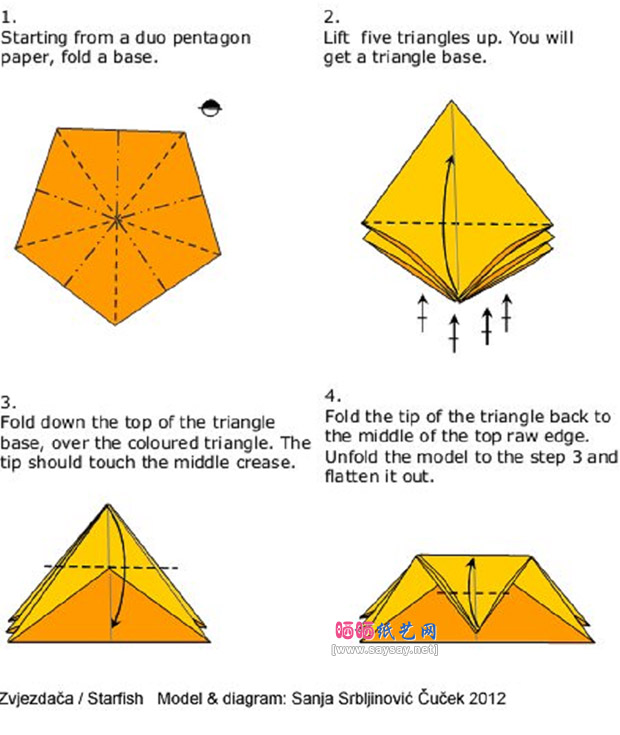 SanjaSrbljinovic手工折纸海星的图谱教程