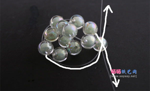 清新可爱晶莹剔透水晶串珠发绳手工制作详细图解教程