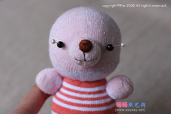 袜子娃娃 可爱围巾小熊的制作教程