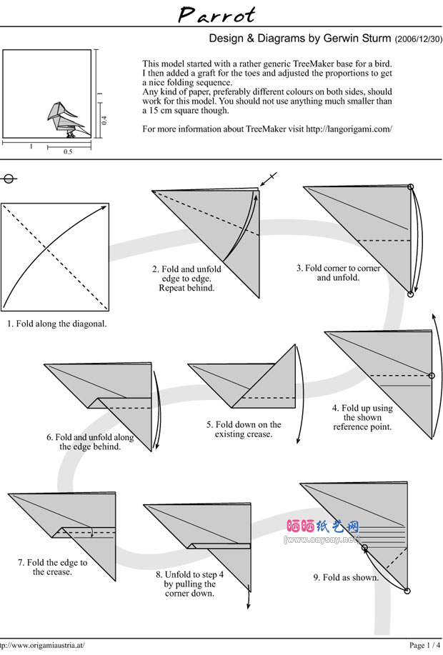 GerwinSturm鹦鹉手工折纸图解教程