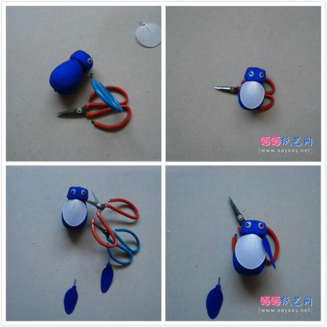 丝网花动物DIY教程 呆呆的丝袜企鹅制作方法