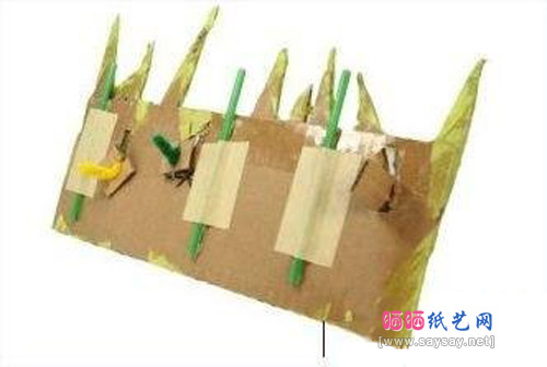 用废弃硬纸板制作好玩3D花园纸板玩具的方法