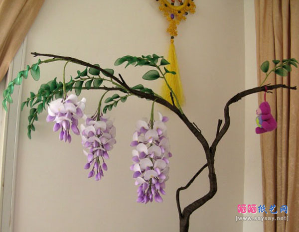 丝网花卉DIY 丝袜紫藤花手工制作教程