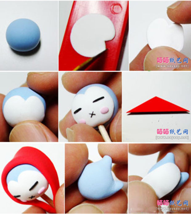 犯困的小红帽软陶粘土手工制作教程