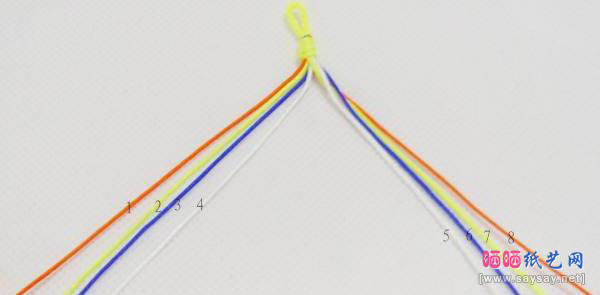 红绳手链的基础编织法五、八股辫的编法图解教程