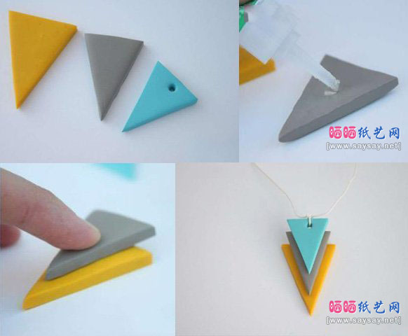 粘土手工制作几何项链软陶DIY个性小饰品