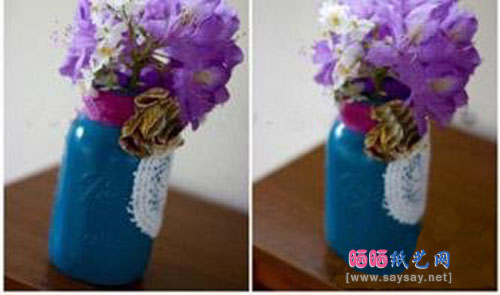 废弃玻璃瓶DIY制作美丽的花瓶