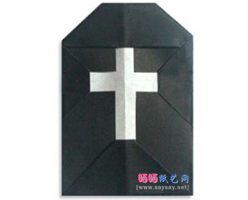 墓碑手工折纸图解教程-清明节儿童折纸系列