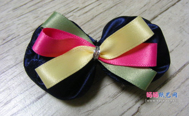 漂亮钮扣蝴蝶结发圈手工制作教程