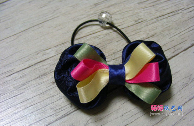 漂亮钮扣蝴蝶结发圈手工制作教程