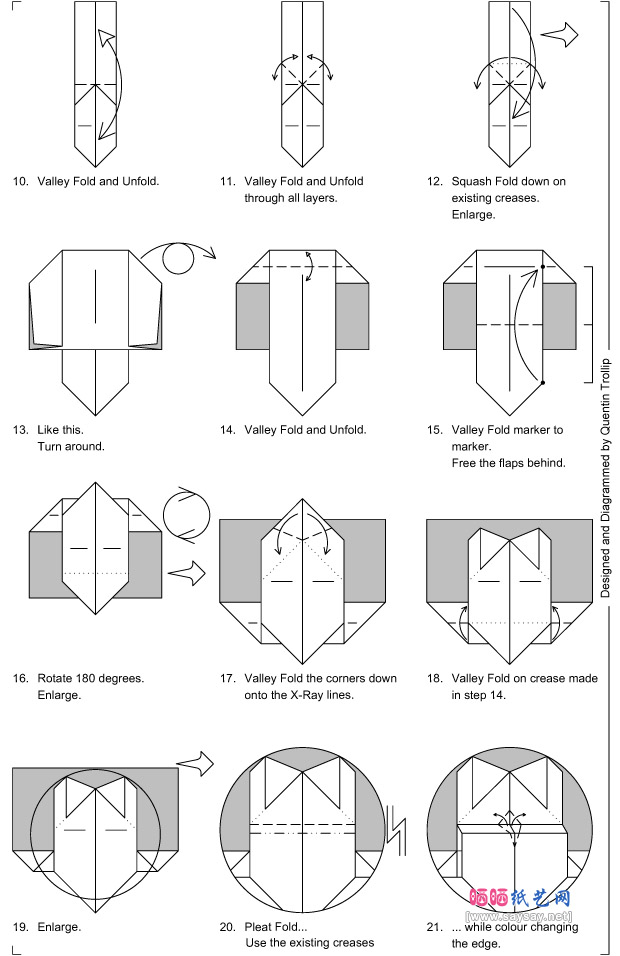 QuentinTrollip折纸教程黑猩猩头的折法
