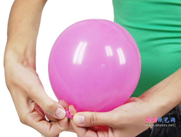 粉嫩小猪魔术气球动物造型制作教程详细图解