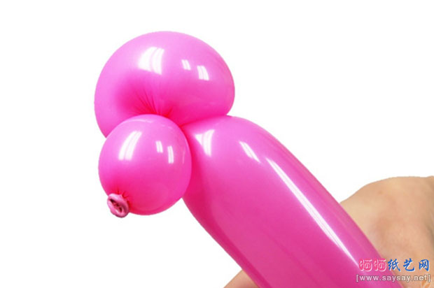 粉嫩小猪魔术气球动物造型制作教程详细图解