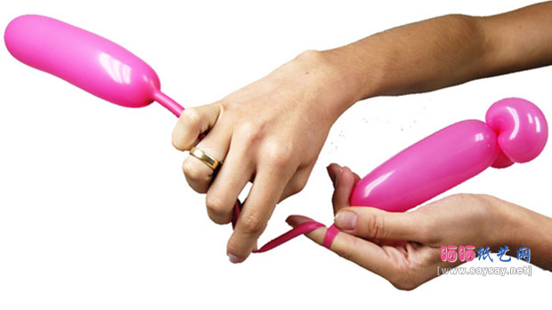 粉嫩小猪魔术气球动物造型制作教程详细图解