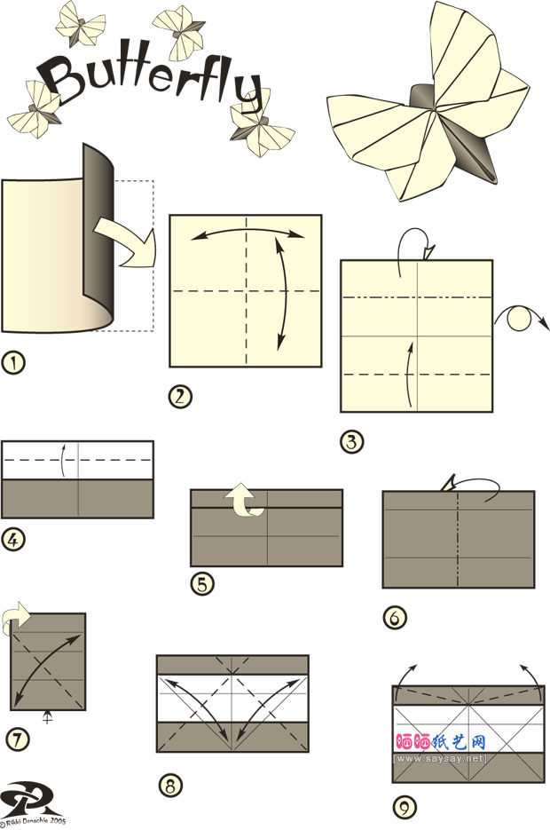 RikkiDonachie的简易折纸蝴蝶图谱教程