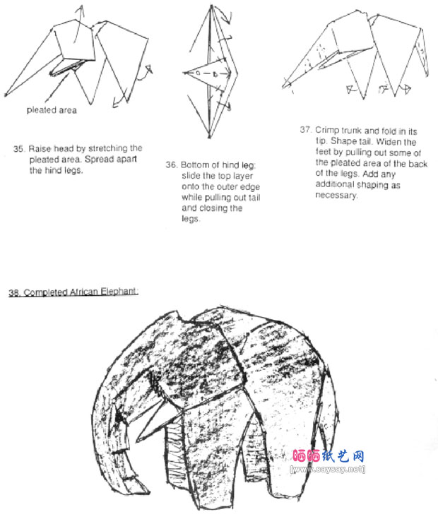 Marc Kirschenbaum折纸教程非洲象的折法