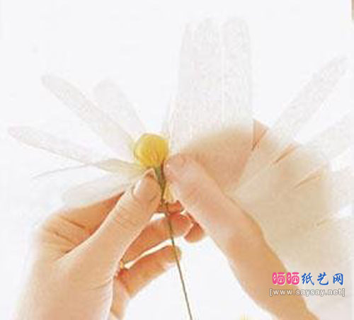 清新纸花小雏菊手工DIY方法 纸艺花制作教程大全3