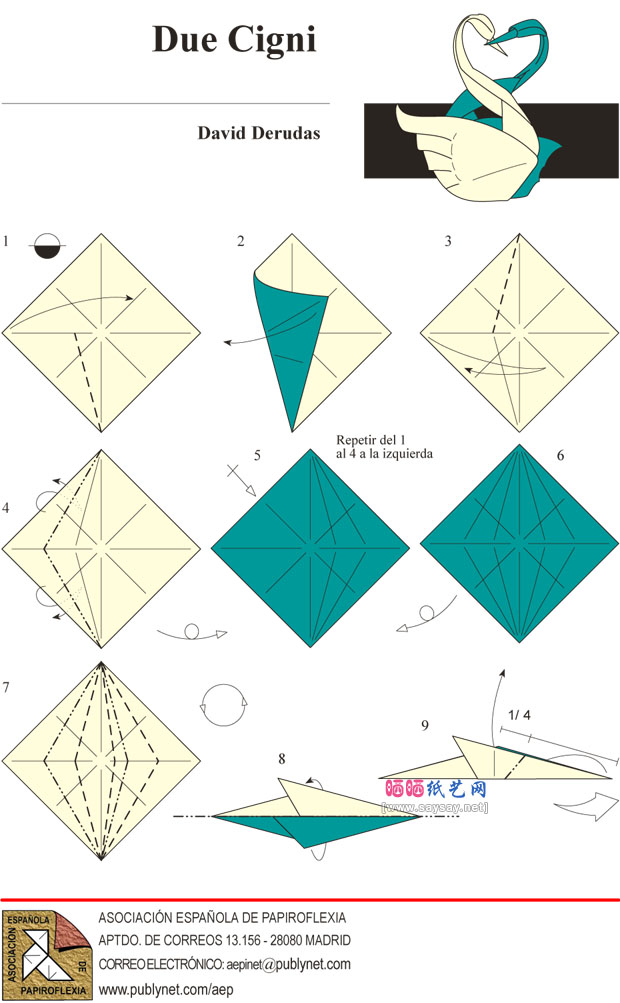 david derudas的手工折纸缠绵天鹅的方法