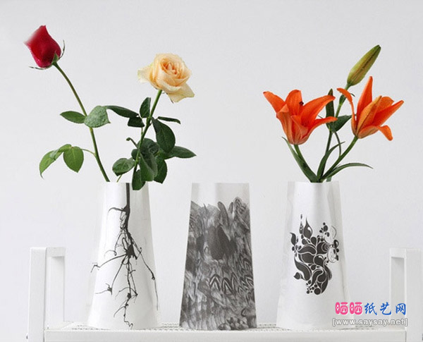 简洁大方的折纸花瓶DIY手工教程