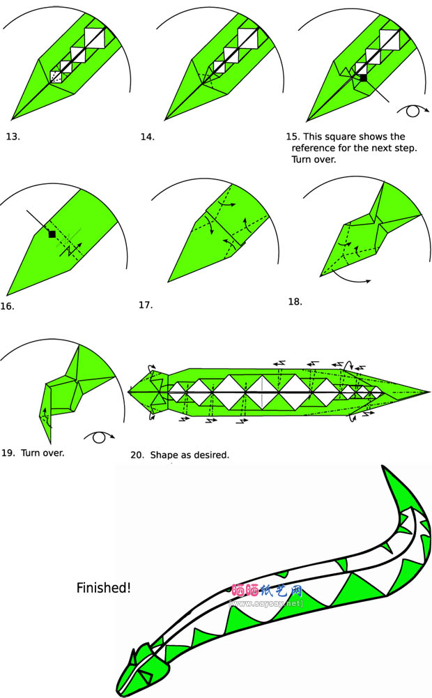 AndrewHudson的手工折纸花蛇的折法教程