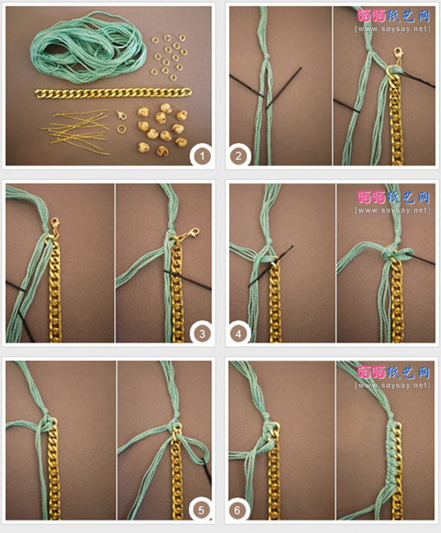 金属吊坠手链编织DIY制作教程